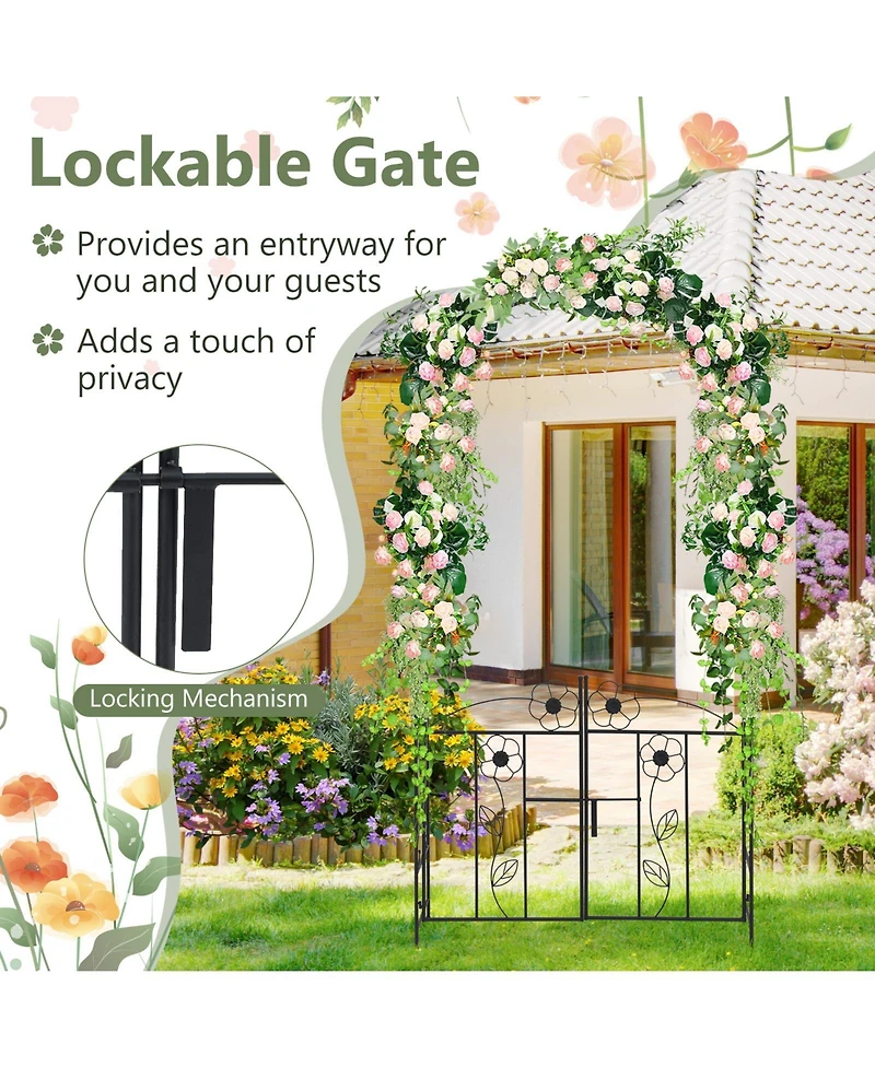 2-in-1 Garden Arbor with Door and Latch for Outdoor Lawn and Garden