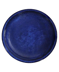 Ceramic Bird Bath for Outside - 16" H - Uv- and Frost-Resistant - Pedestal Bird Bath - Blue Glazed Bowl - Blue Glaze Finish