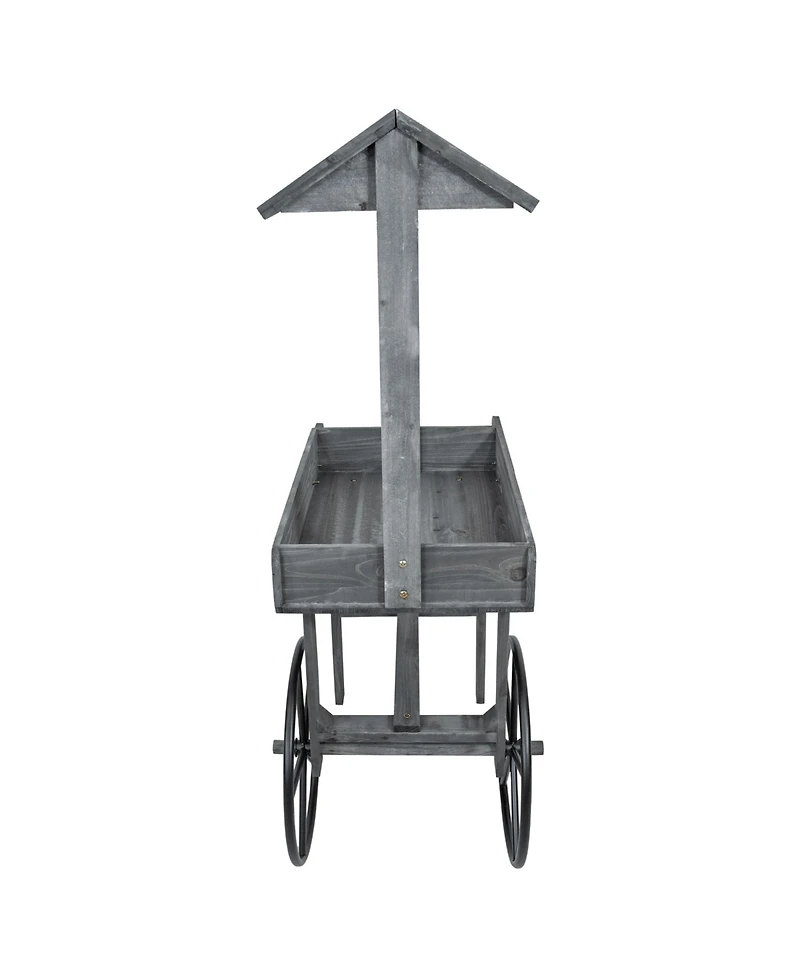 Rustic, Vintage Flower Cart Display Stand Candy Cart with Wheels for a Wedding, Party, or Event - Gray
