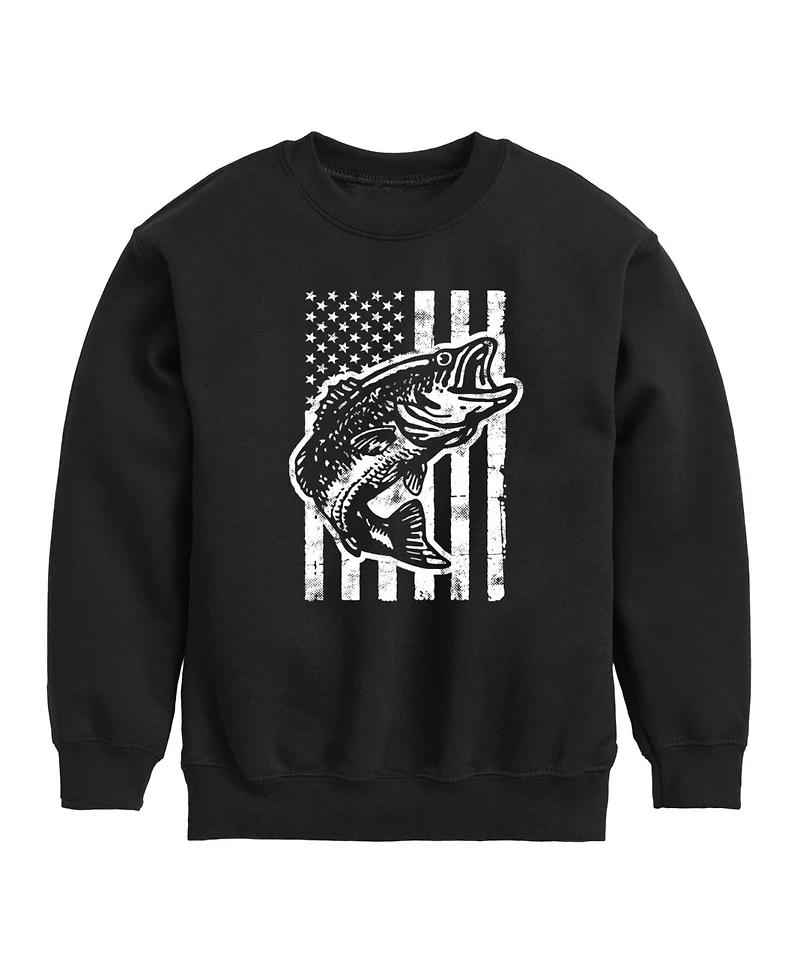 Hybrid Toddler Boys Americana Flag Fish Graphic Fleece T-Shirt