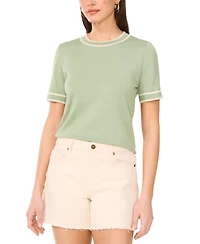 Vince Camuto Women's Striped-Edge Short-Sleeve Sweater