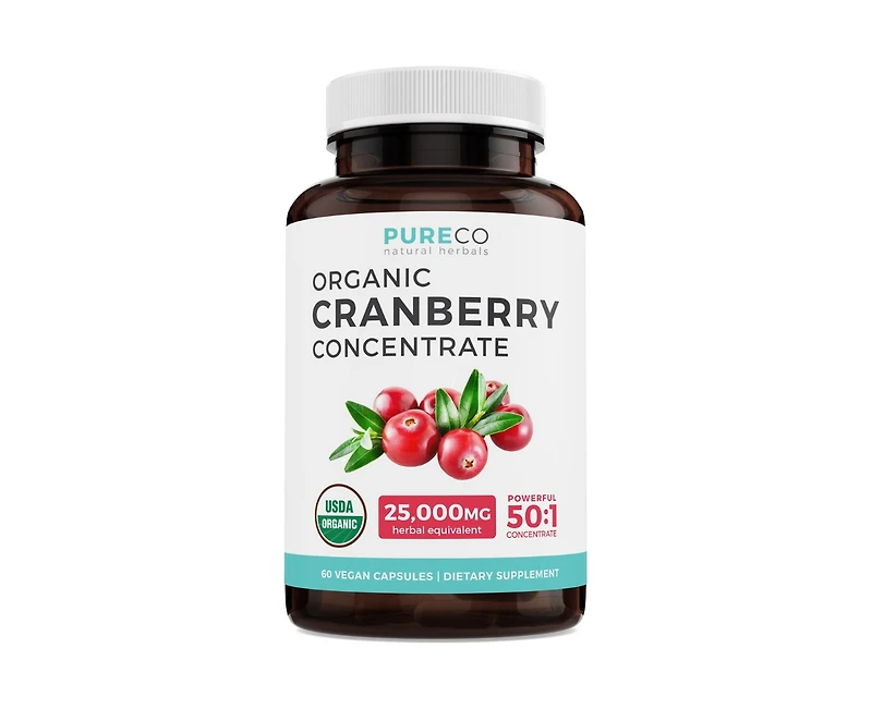 Pure Co Cranberry Concentrate Capsules, Urinary Tract Support and Kidney Cleanse, 60ct