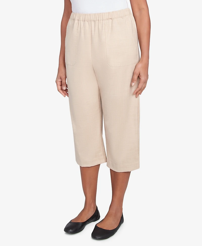 Alfred Dunner Women's Catalina Island Patch Pocket Elastic Waistband Capri Pants