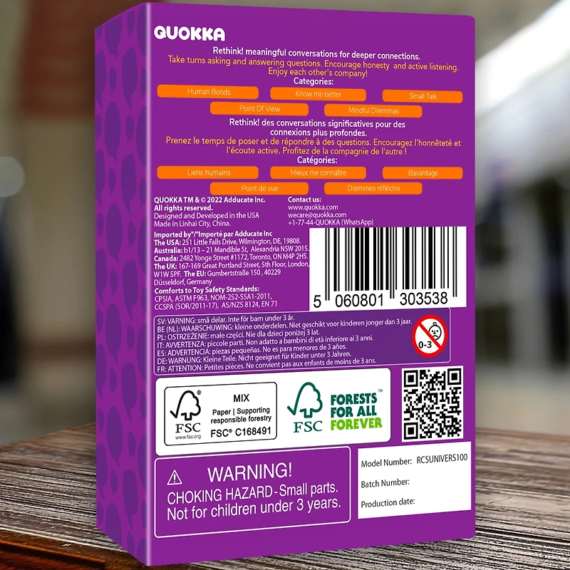 Quokka Conversation Cards Game - Universal Edition - 500 Questions - Share Thoughts