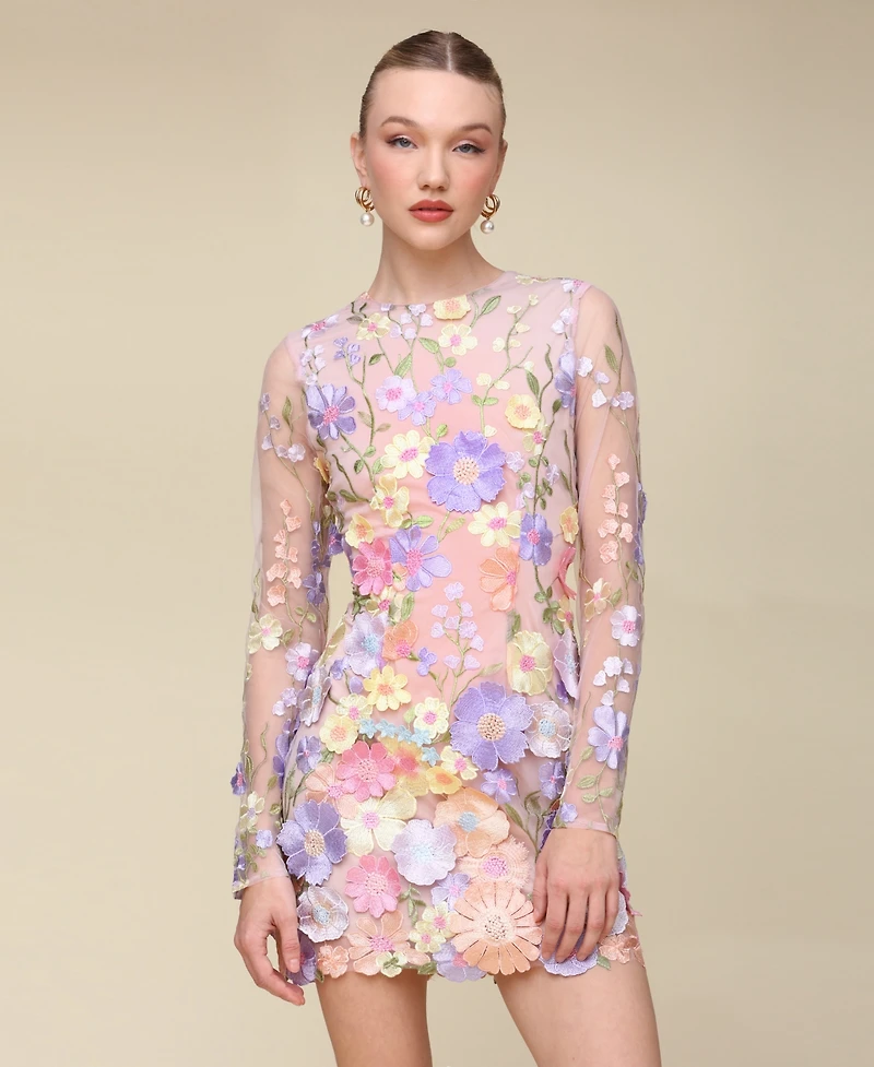 Avec Les Filles Women's Floral-Embroidered Sheath Dress