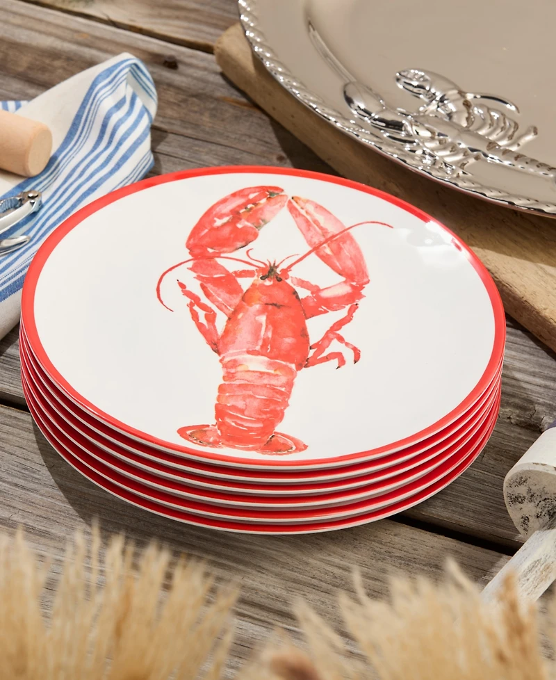 Certified International Beach House Lobster Melamine 6-Pc. Dinner Plates, Service For 6