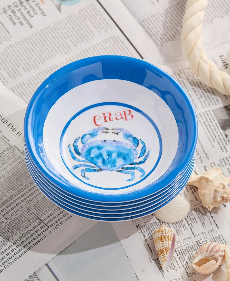 Certified International Beach House Crab Melamine 6-Pc. All-Purpose Bowls, Service For 6