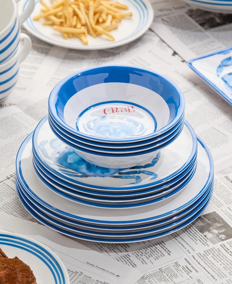 Certified International Beach House Crab Melamine 12-Pc. Dinnerware Set, Service For 4
