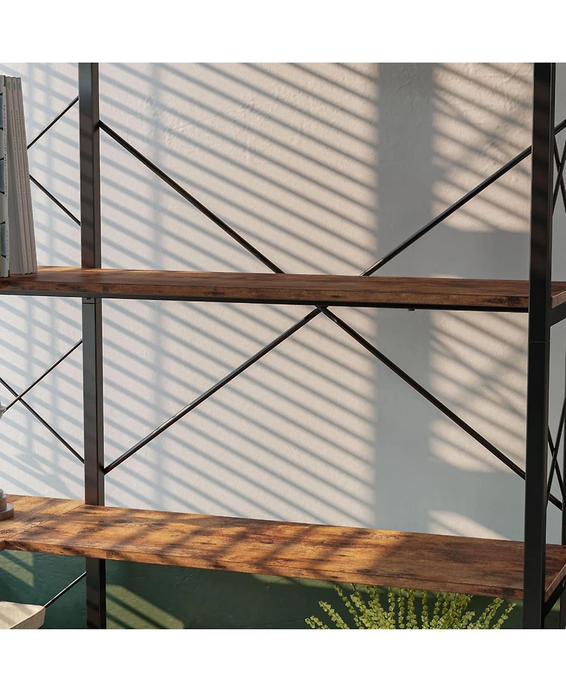5-Shelf Corner Bookcase, Vintage Industrial Corner Bookshelf Etagere