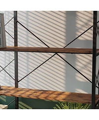 5-Shelf Corner Bookcase, Vintage Industrial Corner Bookshelf Etagere