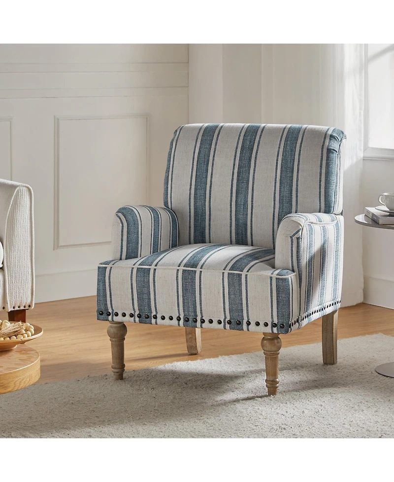 Geltrude farmhouse barbed wooden armchair with spike head trim