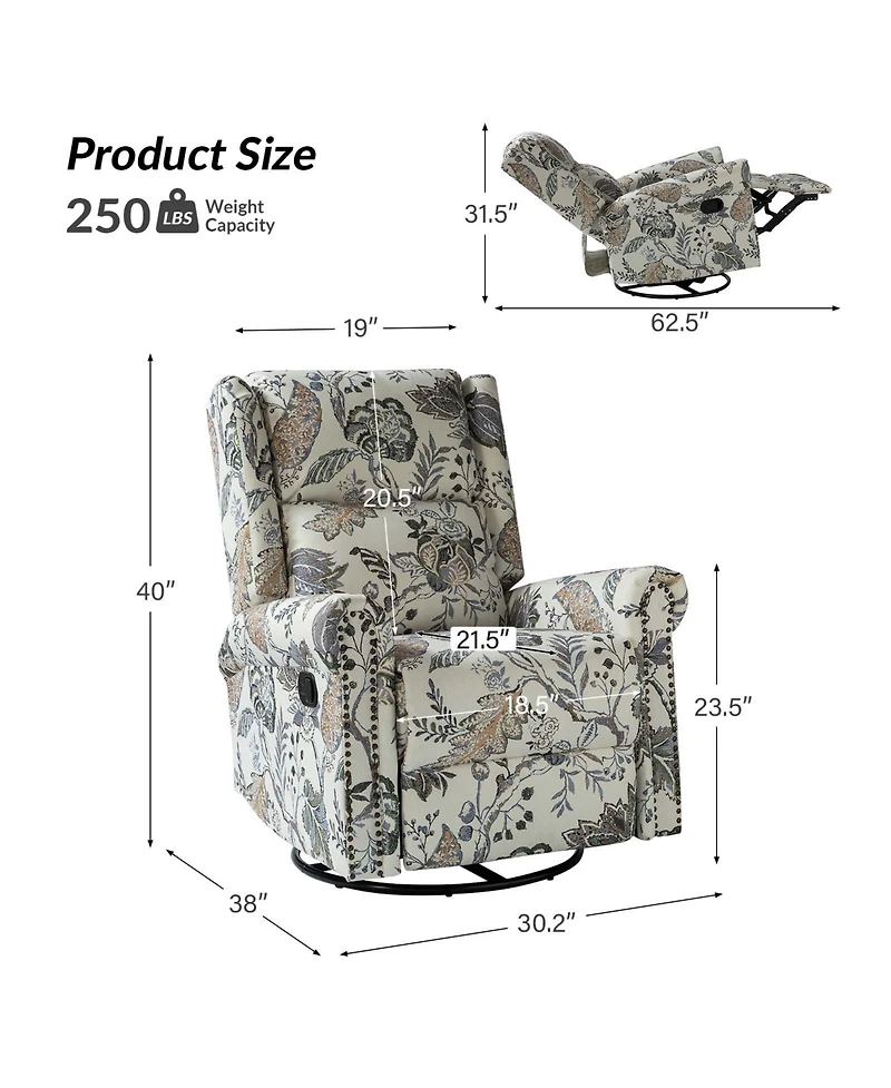 Helmut 360° manual rotation gliding recliner