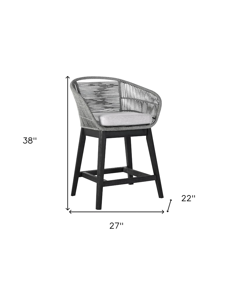 Solid Wood Bar Height Chair with Footrest – Low Back Outdoor Seating for Relaxation