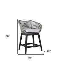 Solid Wood Bar Height Chair with Footrest – Low Back Outdoor Seating for Relaxation