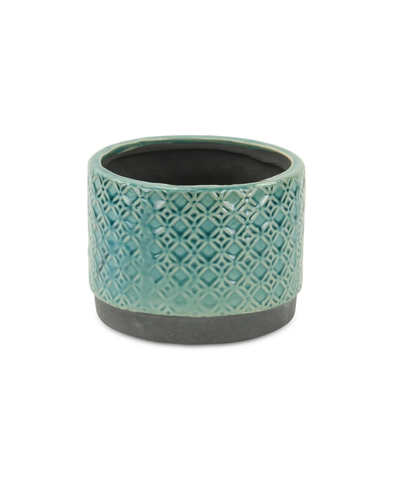 Ceramic Round Planter with Geometric Pattern – Versatile Pot for Home & Garden