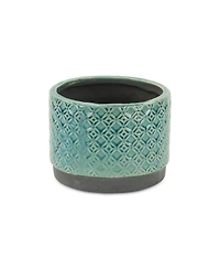Ceramic Round Planter with Geometric Pattern – Versatile Pot for Home & Garden