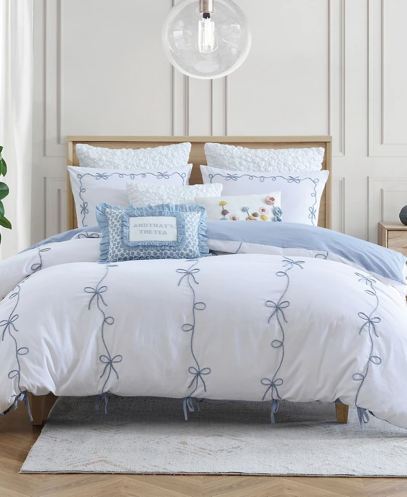 Peri Home Sasha Bows Embroidered 3-Pc. Comforter Set
