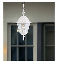 Distressed White Beveled Glass Outdoor Hanging Light