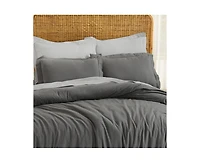 Superior Cotton Linen Blend Solid 3-Piece Duvet Cover Set