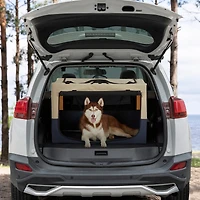 Adjustable Fabric Cover by Spiral Iron Pipe, Strengthen Sewing Dog Travel Crate 3 Door Design