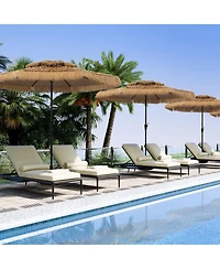 Mondawe 10 Ft Hawaiian Beach Parasol Outdoor Umbrella with Solar Lights