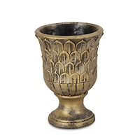 Textural Tone-On-Tone Cement Round Urn Planter – Elegant Pot for Outdoor & Indoor Spaces