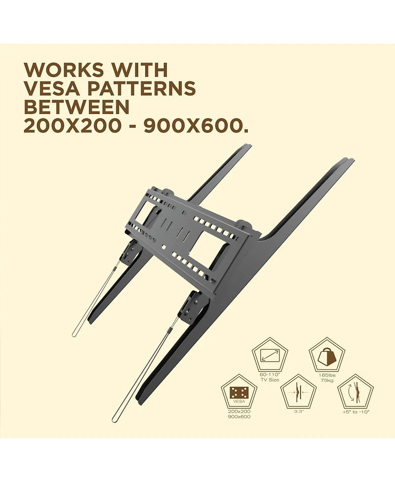 ProMounts Premium Tilt / Tilting Tv Wall Mount For 60" to 110" TVs Up to 165lbs