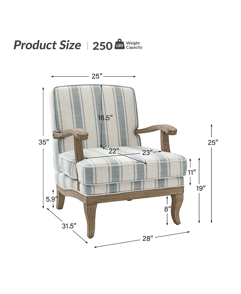 Rinaldo Farmhouse Armchair with Solid Wood Armrests