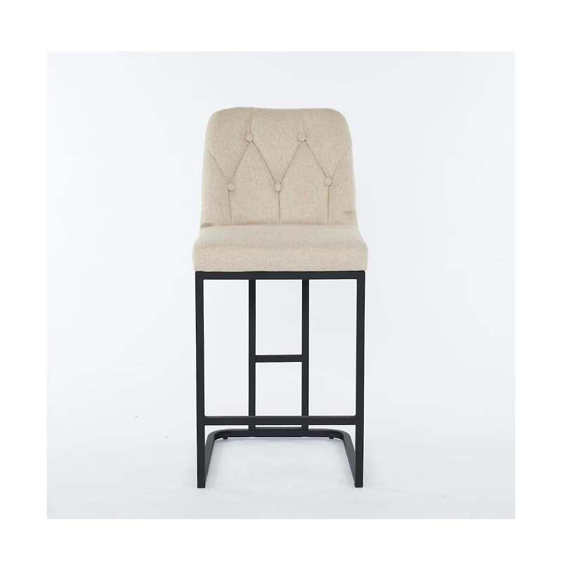 Set of 2 Modern Upholstered Bar Stools with Tufted Backrest and Sturdy Metal Frame for Kitchen Island, Home Bar, Dining Room-The Pop