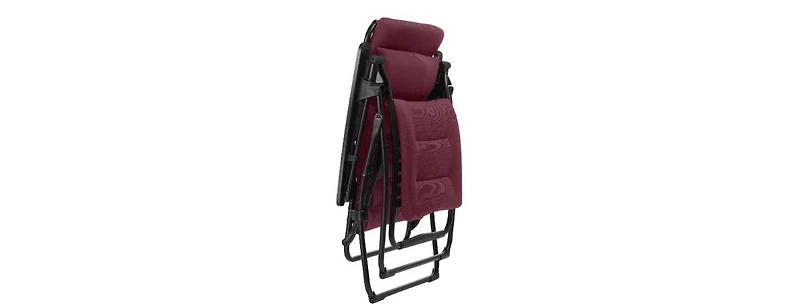 Steel Zero Gravity Chair with Red Cushion – Outdoor Recliner for Ultimate Comfort