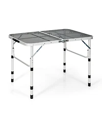 Folding Grill Table for Camping Lightweight Aluminum Metal Grill Stand Table