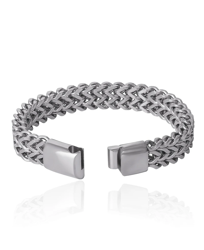 Lucky Brand Men's Silver-Tone Woven Chain Bracelet