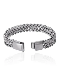 Lucky Brand Men's Silver-Tone Woven Chain Bracelet