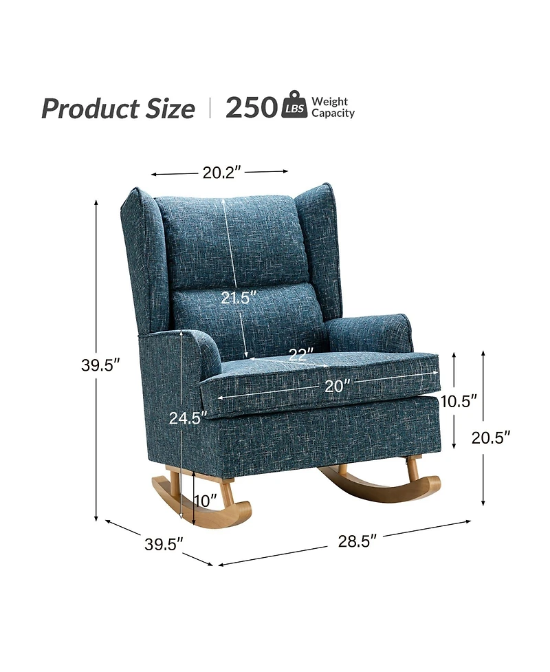 Adrian modern rocking chair with solid wood legs