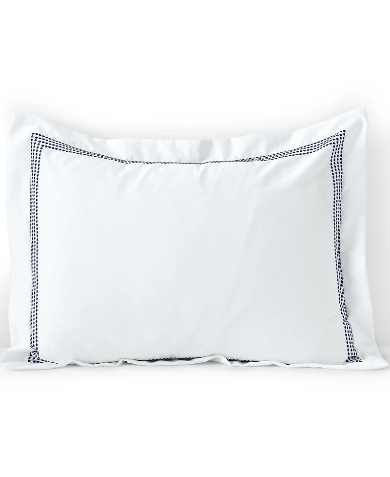 Lands' End 400 Thread Count Premium Supima Cotton No Iron Sateen Embroidered Pillow Sham