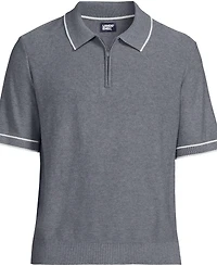 Lands' End Men's Short Sleeve Cooling Zip Sweater Polo