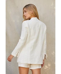 Crescent Women's Zoey Collarless Linen Blazer
