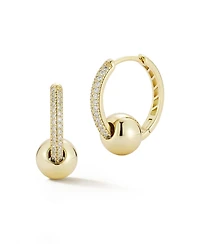 Rachel Zoe 14K Gold Plated Sterling Silver Ball Pave Hoop Earrings