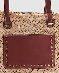 Mango Women's Natural Fiber Double Handle Shoulder Bag