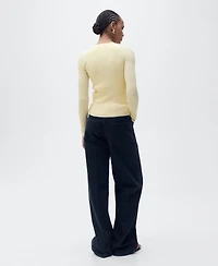 Mango Women's V-Neck Rib-Knit Cardigan Sweater