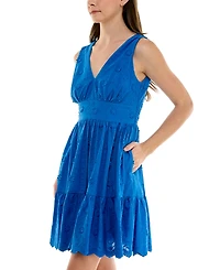 Taylor Women's Eyelet-Embroidered Tiered Fit & Flare Dress