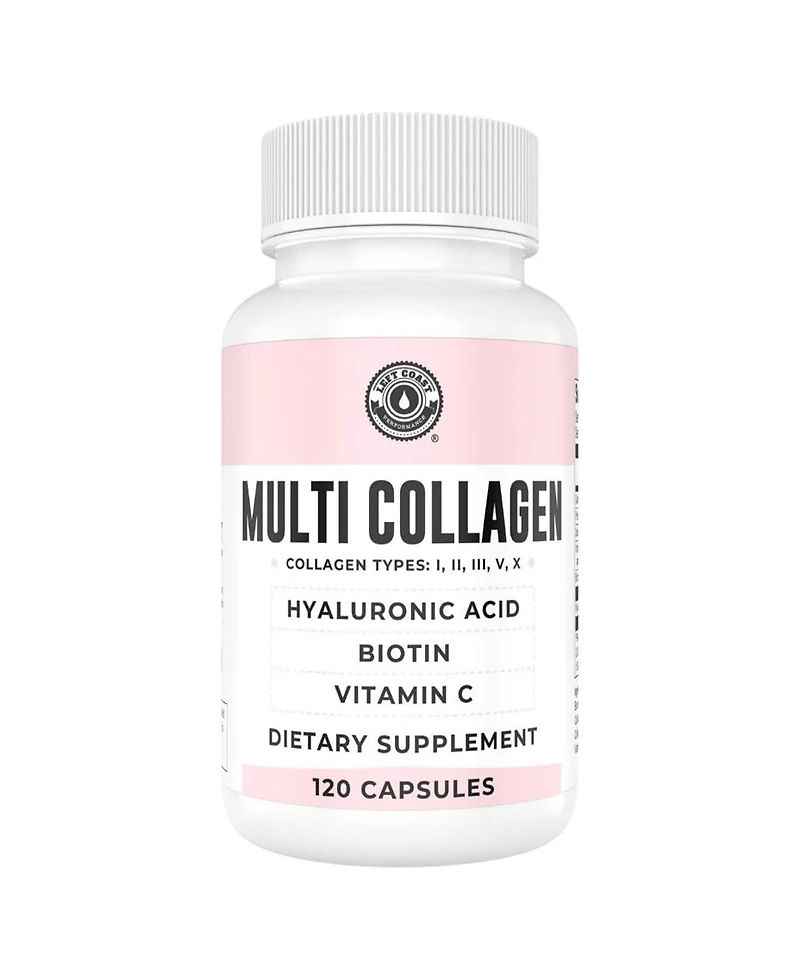 Left Coast Performance Multi Collagen Capsules, Collagen for Skin, Hair, Nails and Joint Health Supplement, 120ct