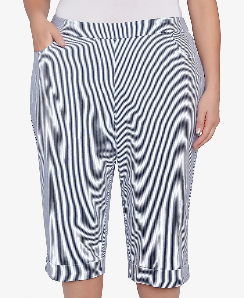 Alfred Dunner Plus Land of The Free Striped Clamdigger Pants