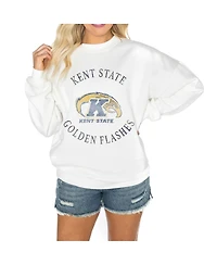 Gameday Couture Women's White Kent State Golden Flashes Good Vibes Premium Fleece Drop Shoulder Pullover Sweatshirt
