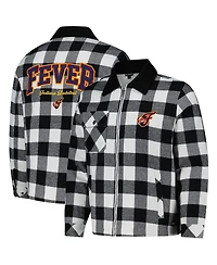 The Wild Collective Men's and Women's Black/White Indiana Fever Flannel Full-Zip Shacket
