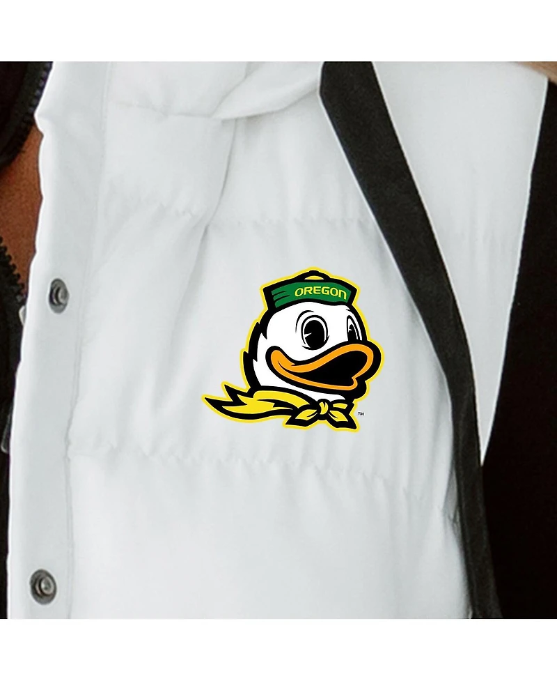 Gameday Couture Women's White Oregon Ducks Hooded Full-Snap Puffer Vest