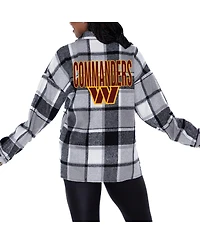 Gameday Couture Women's Gray Washington Commanders Field Side Fun Plaid Button-Up Overshirt Top