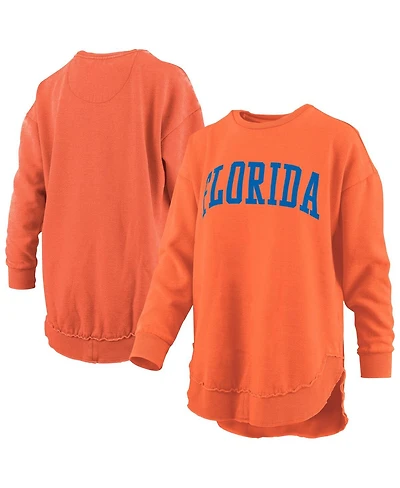 Pressbox Women's Orange Florida Gators Melange Poncho Vintage Fleece Long Sleeve Pullover Sweatshirt