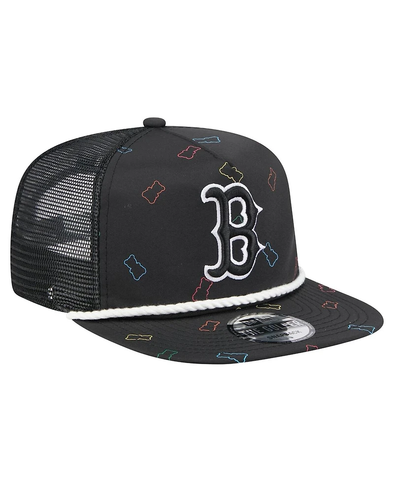 New Era Men's Black Boston Red Sox Gummy Golfer Trucker Adjustable Hat
