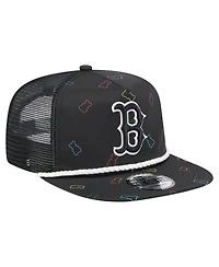 New Era Men's Black Boston Red Sox Gummy Golfer Trucker Adjustable Hat